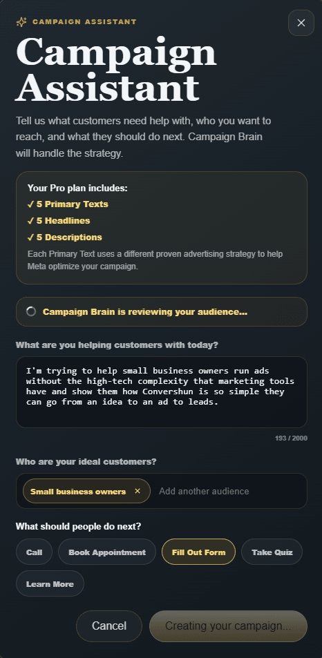 Convershun AI Campaign Assistant